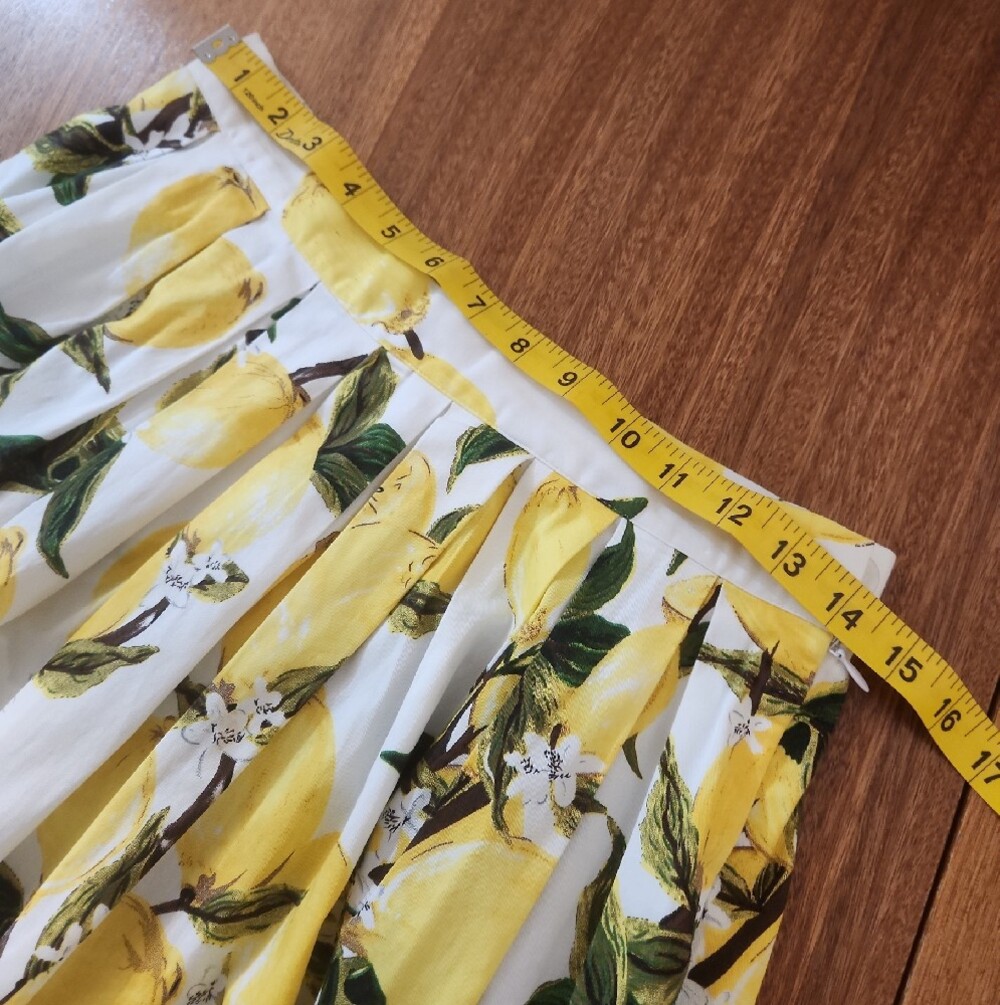 Grace Karin White Lemon Print Full Skirt with Green Accents Small - Picture 6 of 9